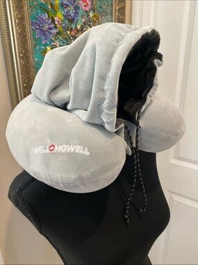 Gray Hooded Travel Neck Pillow